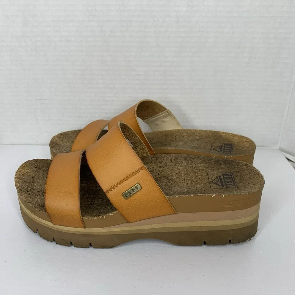 Reef Women's Tan Platform Slide Sandals
